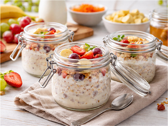 Über-Nacht-Müsli mit Joghurt & Obst